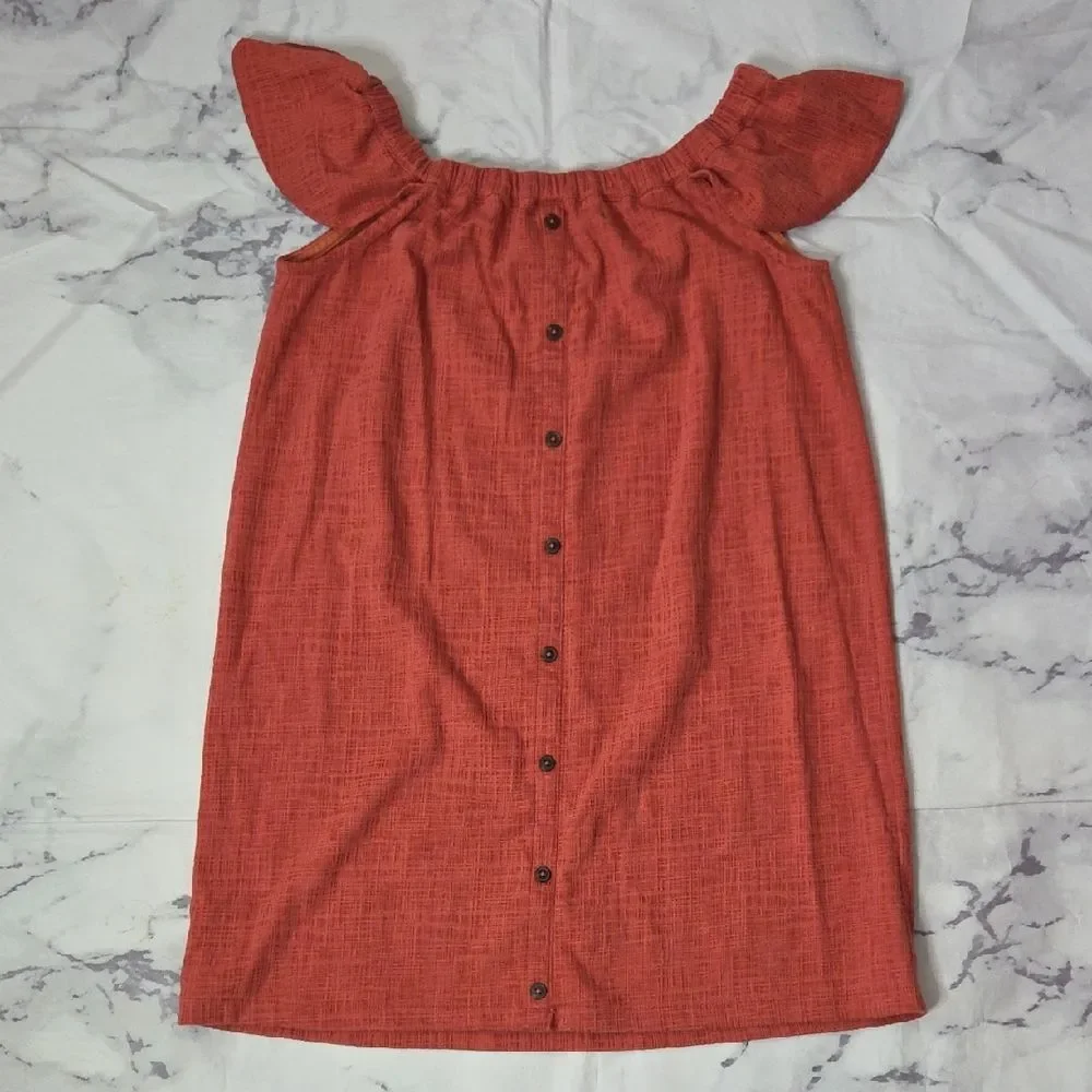Madewell Terracotta Button-Front Dress - Picture 1 of 6